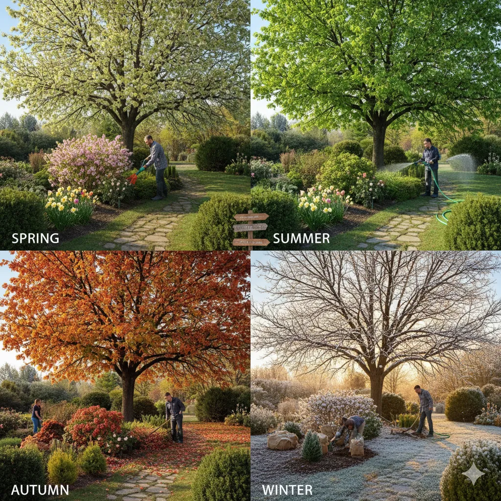 Expert pruning techniques demonstrating professional tree and bush care